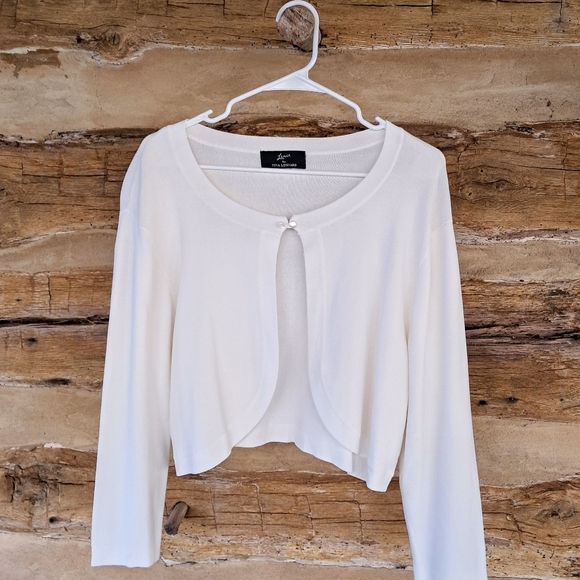 Nina Leonard Sweaters - Lemmie for Nina Leonard White 3/4 Sleeve 2 Button Cardigan Size Large